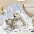 Polar Bear Blanket for Girls Women Boys Men Adults Kids Soft Cozy Fleece Cute White Bears Throw Blankets Gifts Warm Flannel Plush Lightweight Decorative for Couch Bed Sofa 60"X50" - Image 3