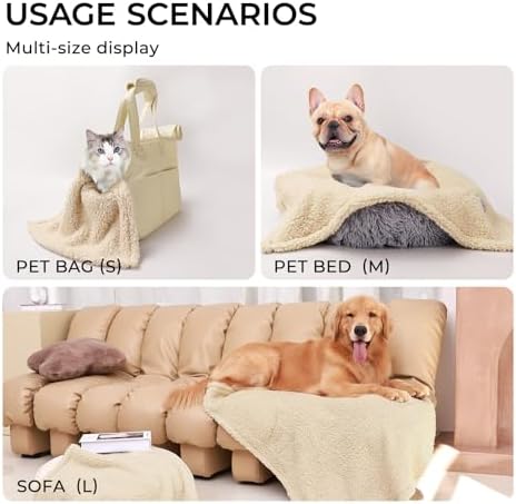 1 Pack 3 Calming Blankets Fluffy Premium Fleece Pet Blanket Soft Sherpa Throw for Dog Puppy Cat Beige Large (41" x31'') - Image 5