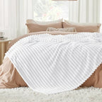 Bedsure Soft Queen Size Blanket for Bed Bright White 90"x90" - Image 3