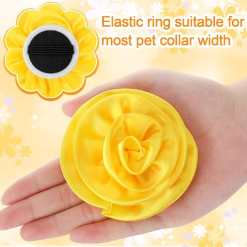 Hoteam 50 Pcs Dog Collar Flowers Bows Accessories, Yellow - Image 4