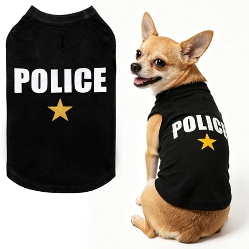 BINGPET Police Dog Shirt, Soft Cotton Puppy T-Shirt, Halloween Cop Costumes by BINGPET