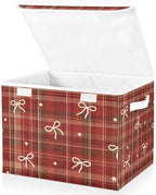 Bolaz Checked Bow Storage Bins with Lids and Handles, Storage Box Basket with Cover Collapsible Organizer Containers for Home Closet, Shelves by Unknown