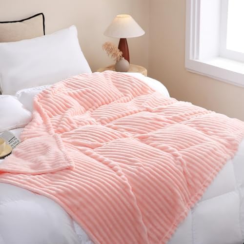 Light Pink Fleece Throw Blanket 60”×80” for Couch Sofa Livingroom - Image 2