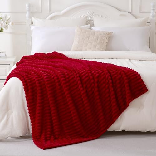 Red Fleece Throw Blanket 90”×90” for Couch Sofa Livingroom - Image 2
