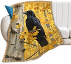 Crow Blanket for Girls Women Boys Men Adults Kids Soft Cozy Fleece Raven Throw Blankets Gifts Warm Flannel Plush Lightweight Decor for Couch Bed Sofa 50"X40" - Image 2