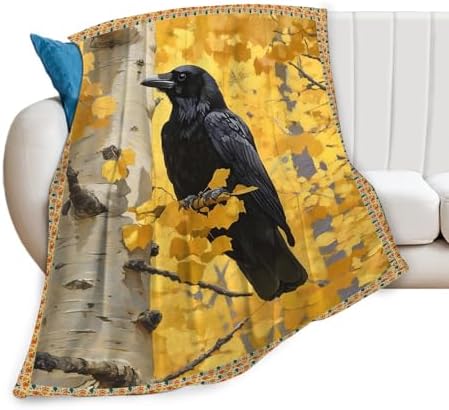 Crow Blanket for Girls Women Boys Men Adults Kids Soft Cozy Fleece Raven Throw Blankets Gifts Warm Flannel Plush Lightweight Decor for Couch Bed Sofa 60"X50" - Image 2