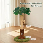 Woochpet 25" Kitten Scratching Post,sisal cat Scratcher Tree with Leaves - Image 2