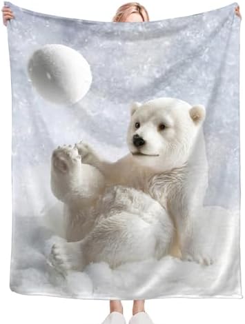Polar Bear Blanket for Girls Women Boys Men Adults Kids Soft Cozy Fleece Cute White Bears Throw Blankets Gifts Warm Flannel Plush Lightweight Decorative for Couch Bed Sofa 60"X50" - Image 6