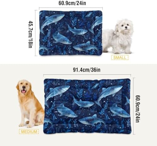 Cute Watercolor Whale Sharks Dog Bed Mat 18"x24" - Image 2