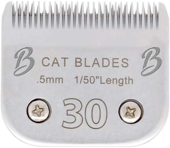 Detachable A Series 30 Blades Cat Clippers Cuts Length 1/50" - 0.5mm Japanese High Carbon Steel Cat Clipper Supplies | Cat Grooming Blade (Compatible A5 Series Clippers for Cats(30C)