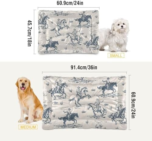Dog Bed Mat Cowboys Horse Western Washable Anti Slip Bottom Comfy Kennel Pad Cat Crate Pet Pad 24 x 36 Inches - Image 2