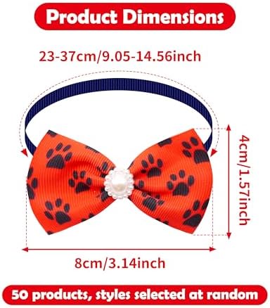 PET SHOW 50 Pack Paw Small Dog Collar Bow Ties Bulk Puppy Cats Adjustable Bowties for Medium Dogs Bowknots Holiday Party Ties Pet Grooming Accessories Assorted Randomly - Image 2
