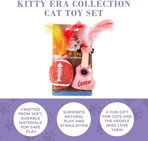Haute Diggity Kitty Era Tour Guitar + Football Set, Soft Plush Cat Toys - Image 5