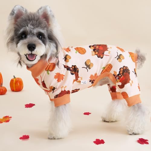 XPUDAC 4 Pack Thanksgiving Dog Pajamas Puppy Onesies for Small Dogs, L - Image 3