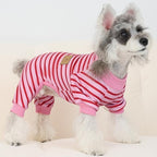 XPUDAC 4 Pack Dog Pajamas Striped Dog Clothes for Small Medium Dogs Girl Boy Comfy Puppy Outfit Doggy Jammies Onesie Pet Costume, Purple, Pink, Orange, S - Image 3