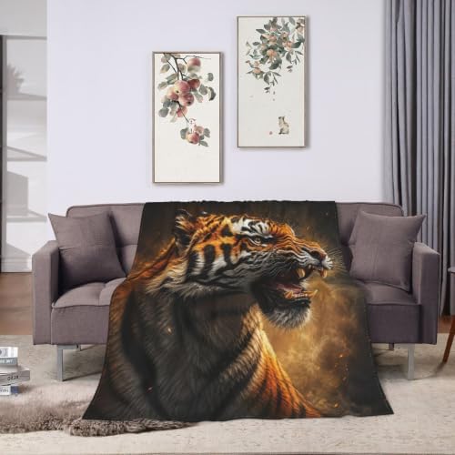 Roaring Tiger Blanket Wildlife Tiger Throw Stuff Gifts 80"x60" - Image 6