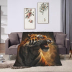 Roaring Tiger Blanket Wildlife Tiger Throw Stuff Gifts 80"x60" - Image 6