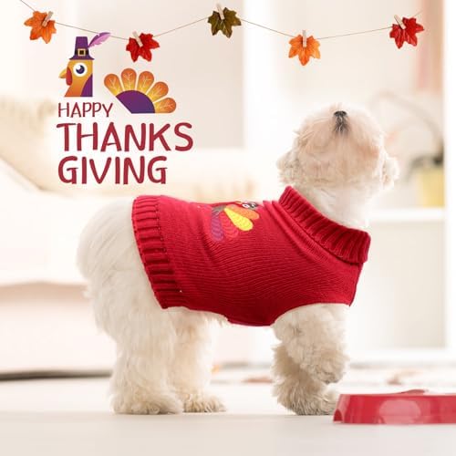 3 Pack Halloween Thanksgiving Christmas Dog Cat Knit Sweater Set - Dog Clothes with Santa Pattern Pumpkin Turkey Pets Costumes-Dog Fall Sweaters for Holiday(s) - Image 3