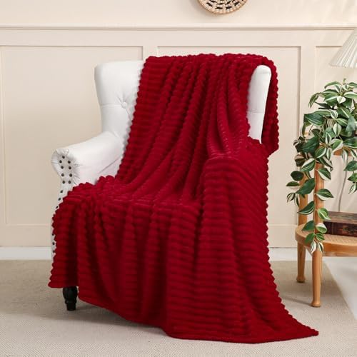 Red Fleece Throw Blanket 60”×80” for Couch Sofa Livingroom - Image 2