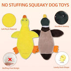PAWCHIE Squeaky Dog Toys for Small Medium Large Dogs, No Stuffing Crinkle Puppy Toy,Soft Pet Plush Teething Toys 2 Pcs Mess-Free Interactive Chew Toy for Boredom Best Birthday Gift, Yellow & Wild Duck - Image 3