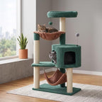 YUNIQUE Cat Tree with Cat Condo and Big Hammock, Dark Green - Image 2