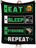 Fishing Blanket for Girls Women Boys Men Adults Kids Soft Cozy Fleece Eat Sleep Fish Hamburger Throw Blankets Fisherman Gifts Warm Flannel Plush Lightweight Decor for Couch Bed Sofa 60"X50" - Image 6