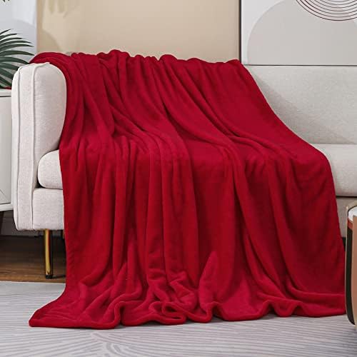 Red Fleece Plush Throw Blanket 50"x60"for Couch Sofa Fuzzy Cozy Flannel by JIAHANNHA