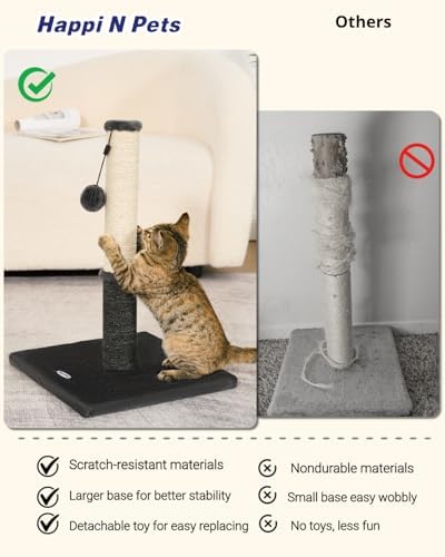 Happi N Pets Cat Scratching Post, Cat Scratchers for Indoor Cats with Toys - Image 4