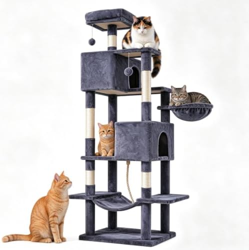 Large 66 Inch Cat Tree Tower with Scratching Post, Multi-Level by Aidoly