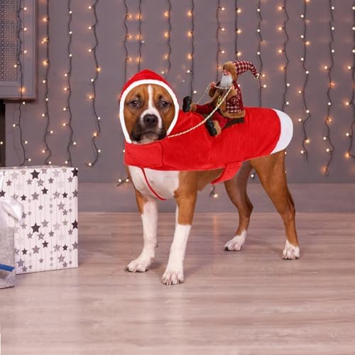 BWOGUE Santa Dog Costume, Dog Christmas Outfit, Santa Rider Costume, Size M - Image 5