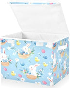 Bolaz Cute Bunny Easter Egg Pattern Storage Bins with Lids and Handles, Storage Box Basket with Cover Collapsible Organizer Containers for Home Closet, Shelves by Unknown
