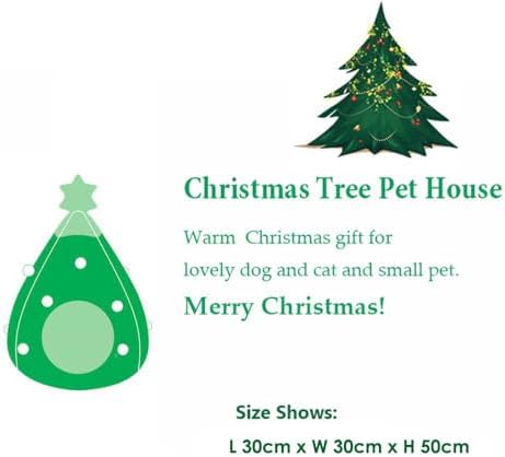 Christmas Cat Beds, Christmas Tree Cat Beds House, Portable Indoor Cat Igloo Xmas Bed Cave for Small Dogs and Small Animals, Green - Image 3