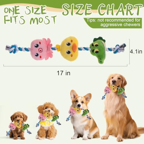 EXPAWLORER Dog Squeaky Toys - Interactive Tug of War Plush Animal Rope Toy - Image 2