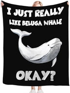 Beluga Whale Blanket for Girls Women Boys Men Adults Kids Soft Cozy Fleece Ocean White Whale Throw Blankets Gifts Warm Flannel Plush Lightweight Decor for Couch Bed Sofa 60"X50" - Image 6