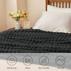 BEDELITE Checked Charcoal Grey Fleece King Size Blanket for Bed, 108"x90" - Image 3