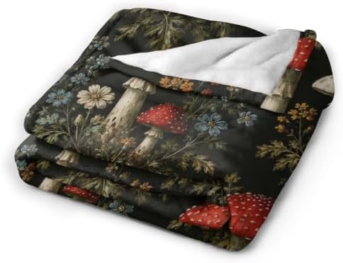 Mushroom Floral Blanket Cottagecore Throw Stuff Gifts 80"x60" - Image 4
