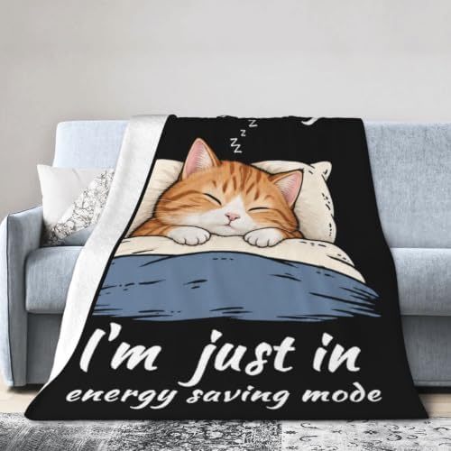Sleepy Orange Cat Blanket Throw Gift for Girls Women 80"X60" - Image 4