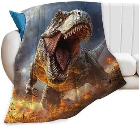 Fire Dinosaur Blanket for Girls Women Boys Men Adults Kids Soft Cozy Fleece T-Rex Dino Throw Blankets Gifts Warm Flannel Plush Lightweight Decor for Couch Bed Sofa 50"X40" - Image 2