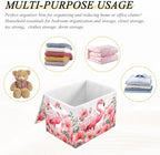 Bolaz Storage Bins with Lids and Handles,Pink Flamingo Storage Box Storage Basket with Cover Collapsible Organizer Containers for Home Closet, Shelves - Image 7