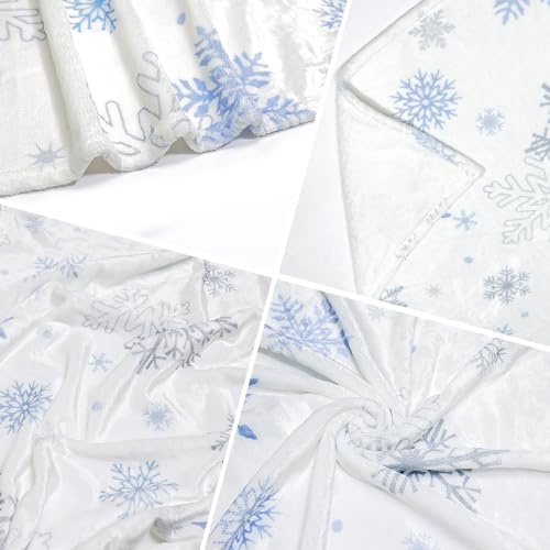 Tupmnbry Christmas Throw Blanket White Snowflake Blanket Super Soft Flannel Fleece Blankets Winter Plush Fuzzy Warm Bed Blankets Xmas Holiday Decor for Couch Bed 50"X60" - Image 4