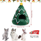 NIBESSER Cat Bed Christmas Tree Cat Tent House Self-Warming 2 in 1 Removable Comfortable Triangle Pet Teepee Xmas Dog Cave in Winter(Green/White) - Image 5