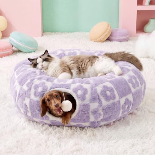 Lesure Donut Cute Jacquard Large Cat Tunnel Bed Kitten Toys for Dog Bunny by Lesure