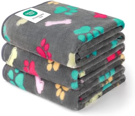 Luciphia 1 Pack 3 Blankets Fluffy Premium Fleece Pet Blanket Flannel Paw Printed Throw for Dog Cat(Large 41x31'', Grey) by luciphia