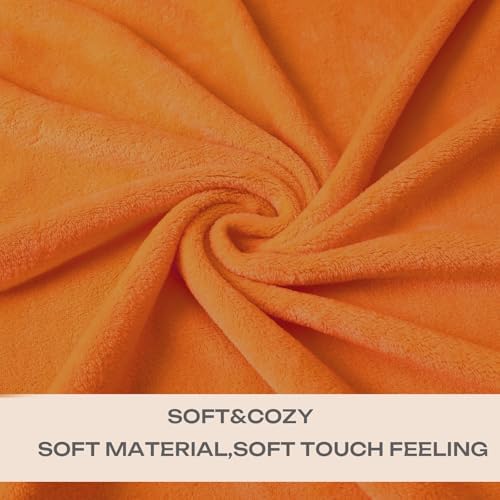 Burnt Orange Fleece Plush Throw Blanket 60"x80"for Couch Fuzzy Cozy Flannel - Image 3