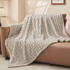 BEDELITE 3D Checked Linen Fleece Twin Throw Blanket for Bed, 60x80 Inch - Image 7