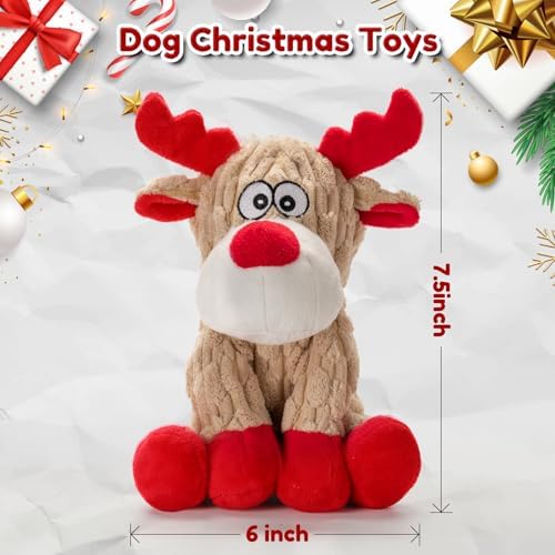 Dog Christmas Toys Plush Chew Toys for Dogs, Funny Reindeer Squeaky Dog Toy - Image 6