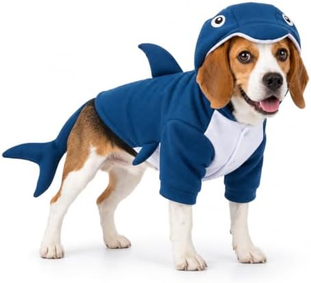 Dog Clothes, Blue Shark Dog Costume, Fleece, Snap Closure,M by Retreon-DogClothingCollection