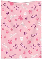 Personalized Puppy Name Blanket, Custom Dog Paw Name Truck Blankets, Gift for Girls Personalized Puppy Name Lover, 30"x40" Soft Lightweight Plush Throw Blanket for Couch Bed Sofa Decoration by JUNYI