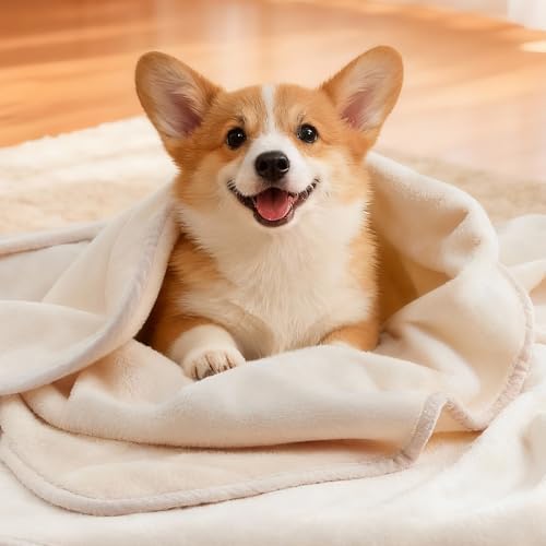 LOOBANI Waterproof Dog Blanket for Small Dogs, Pet Blanket 30" x 40", Beige - Image 6