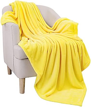 Yellow Fleece Plush Throw Blanket 60"x80"for Couch Sofa Fuzzy Cozy Flannel - Image 3